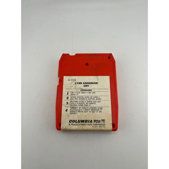 Lynn Anderson Cry 8-Track Tape Red Cartridge Columbia TC8 1972 CA 31316 Untested - Picture 2 of 4
